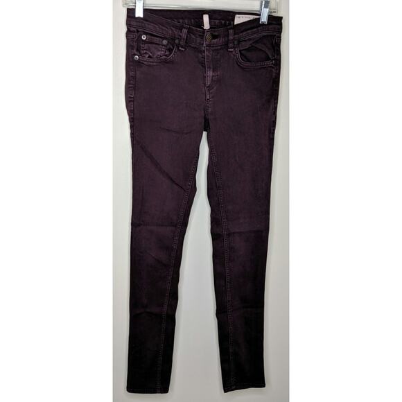 Rag & Bone/JEAN The Skinny Jeans 26 Denim Slim Bodycon Wine Burgundy Oxblood - Picture 2 of 8